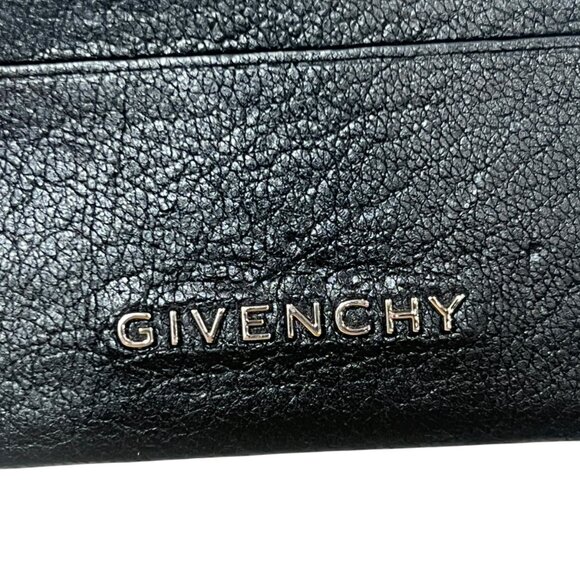$300 Givenchy Black Grained Leather Card Slot Holder Unisex - Picture 2 of 5